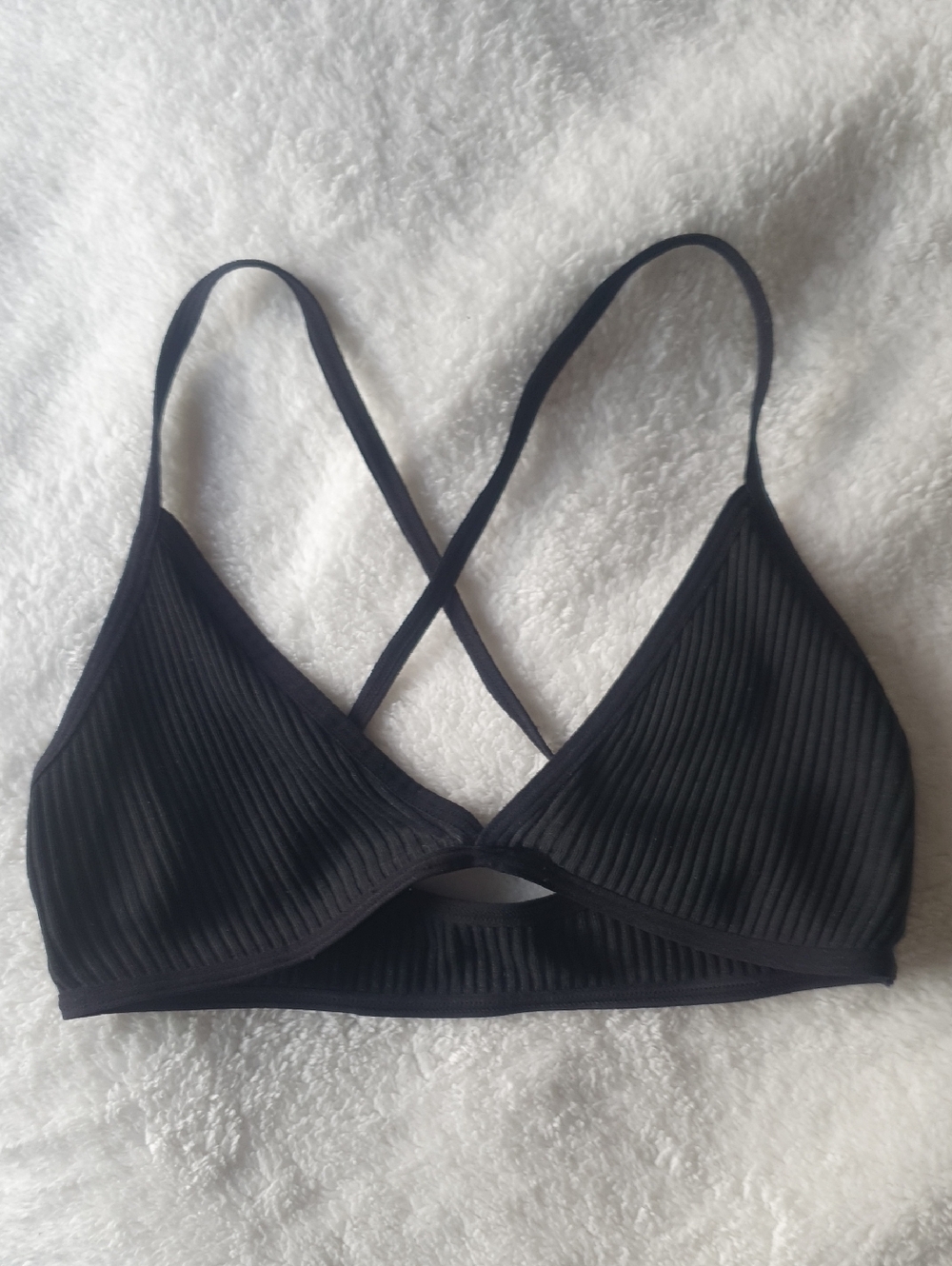 Ribbed Black Bralette